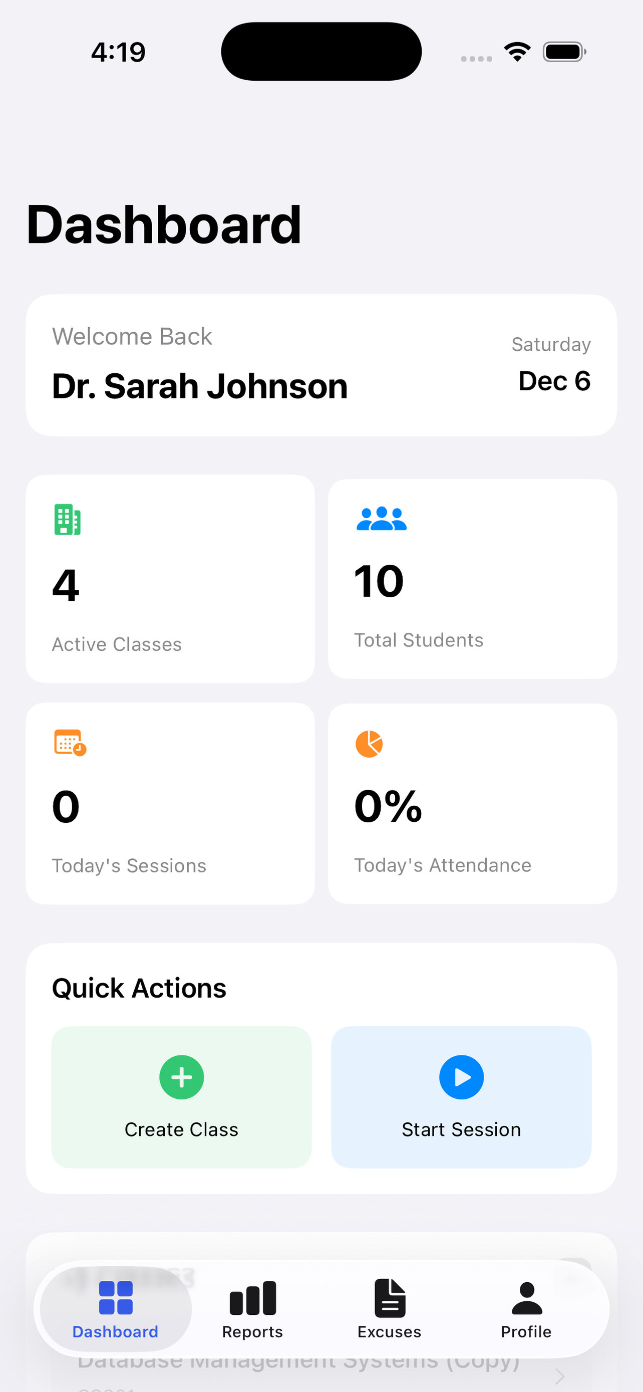 Here App - Teacher Dashboard